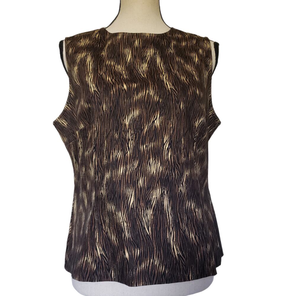 Vintage MHM Melissa Harper Womens Top Size 12 Wood Grain Back Button Goblin